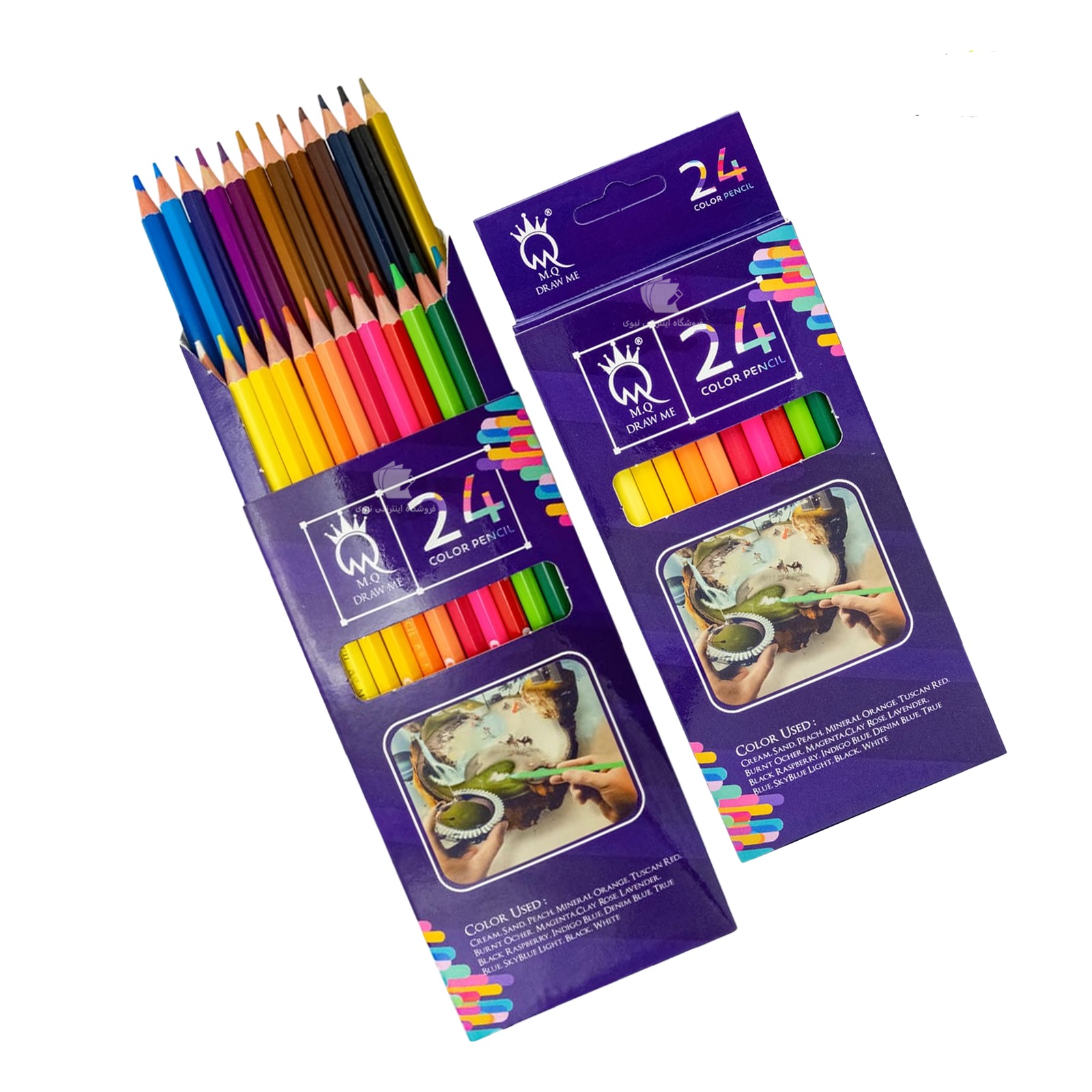 مداد رنگی 24 رنگ جعبه مقوایی ام کیو مدل Draw Me