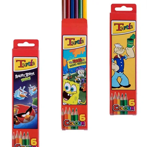 مداد رنگی 6 رنگ لاک پشت جعبه مقوایی