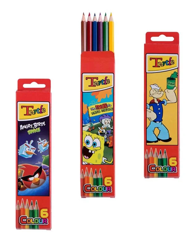 مداد رنگی 6 رنگ لاک پشت جعبه مقوایی